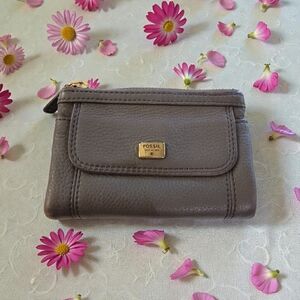 Fossil Gray Leather Bifold Wallet